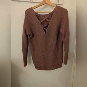 Crisscross V-Neck Blush Pink AE Women's Sweater